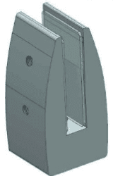 Soporte de piso rectangular de aluminio solido para baranda 11cm satinado