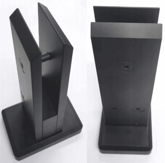 Soporte de piso rectangular de aluminio solido para baranda 21cm satinado